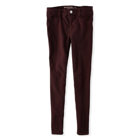 AE Straight Burgundy Stretch Jeggings - Picture 4 of 12